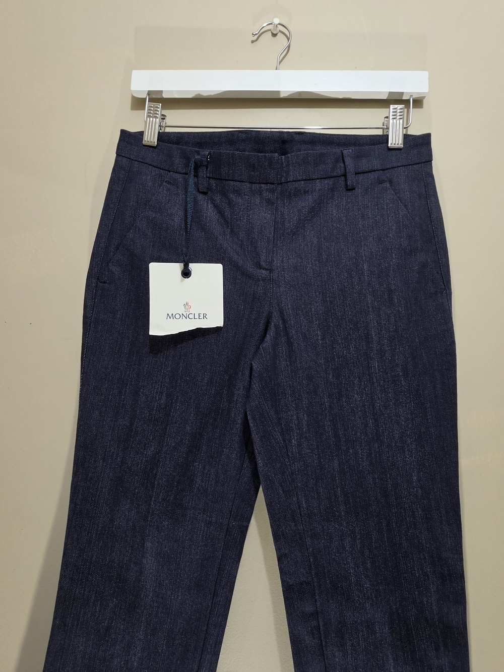 Moncler Women’s Tailored Pants Size 38EU Blue Waist 28 Slim Fit - Picture 2 of 15